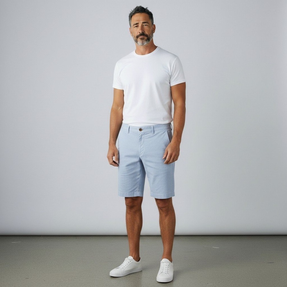 Chaps Mens Blue Stretch Oxford Flat Front Shorts SZ 36 Casual 
Coastal preppy